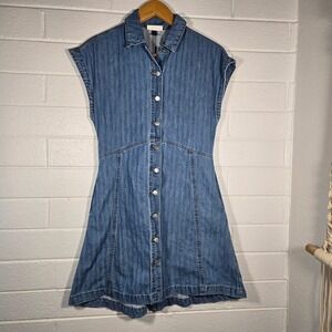 Universal Thread Denim Dress XS Blue Button Front Mini Classic Casual